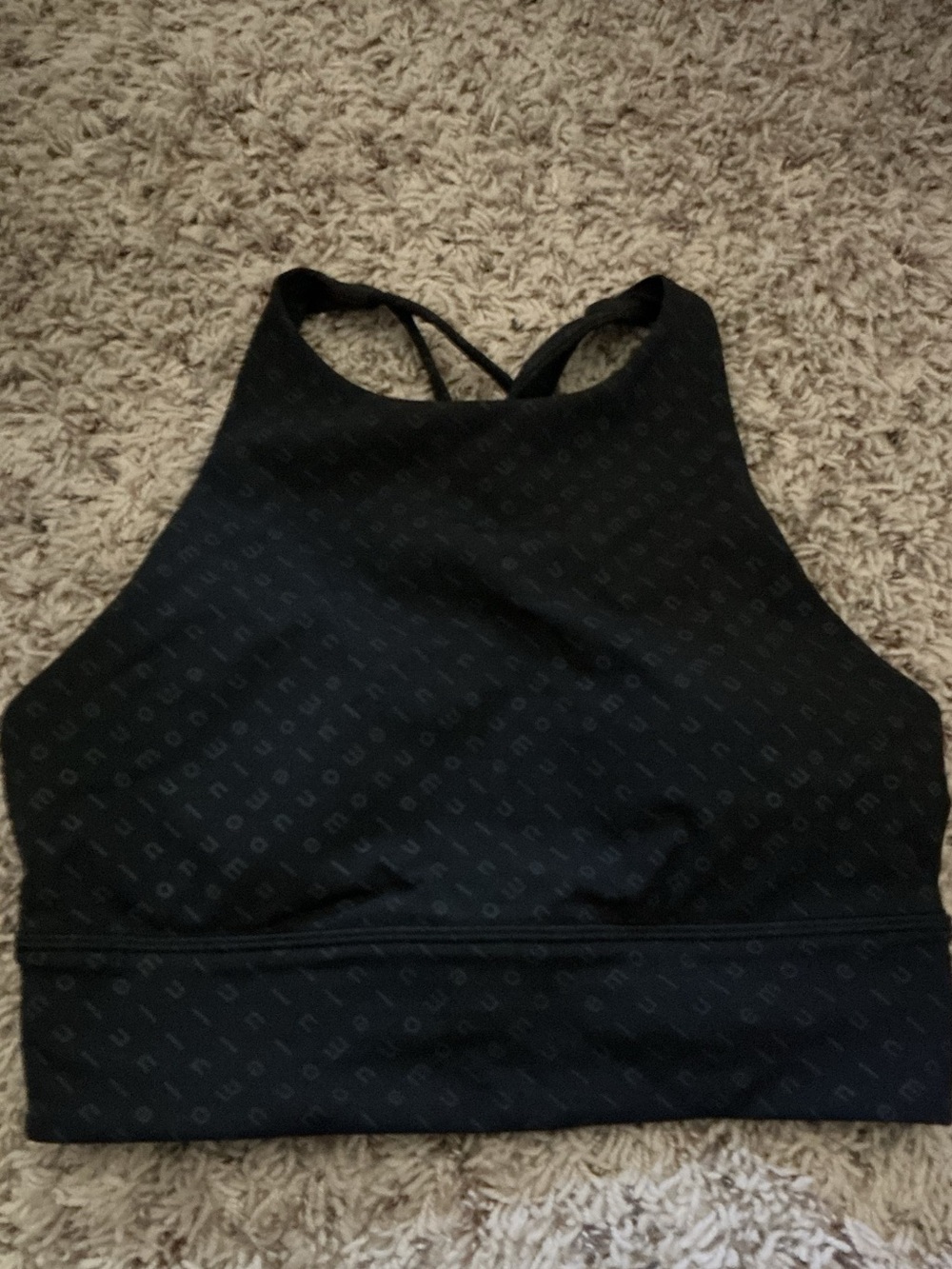 lululemon athletica high neck black crisscross back sport bra